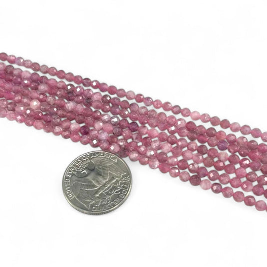 Pink Tourmaline Micro Faceted Round 4mm